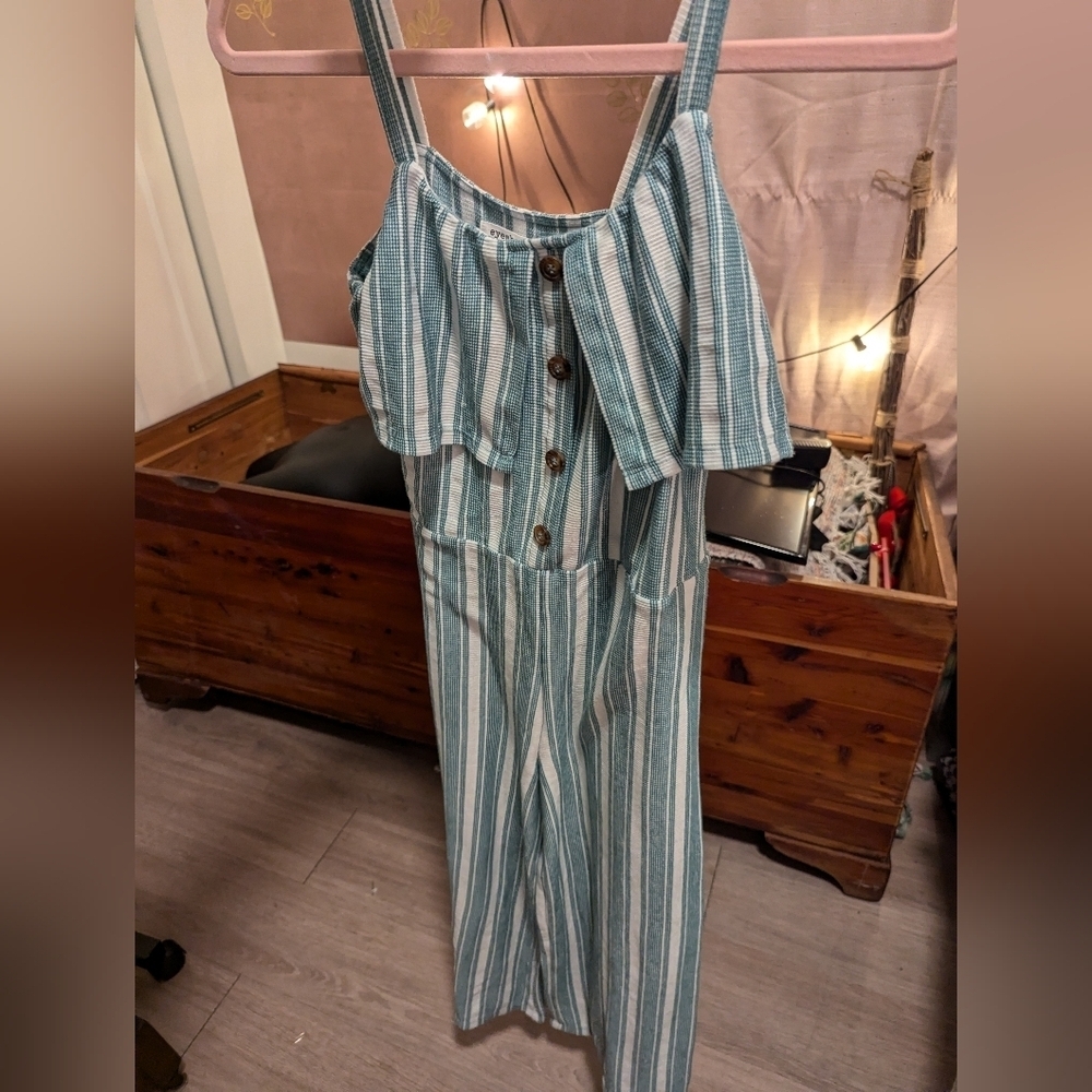 Eyeshadow Girls teal and white long pants jumpsuit‎ size 10 - Picture 3 of 12